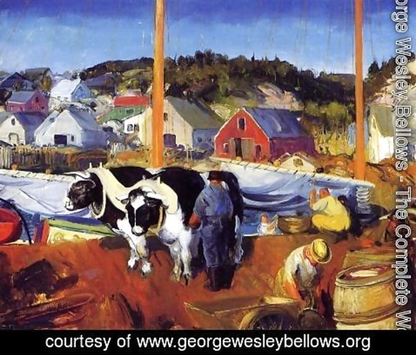 George Wesley Bellows - Ox Team  Wharf At Matinicus